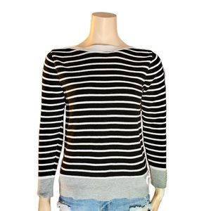 3/$30 Jessica Black & White Striped Sweater Size M